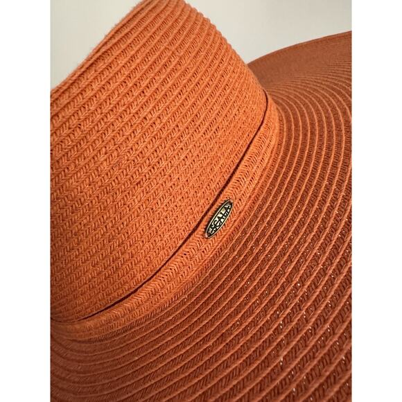 Scale Large Brim Straw Hat Women Summer Sun Hat Orange - Picture 2 of 5